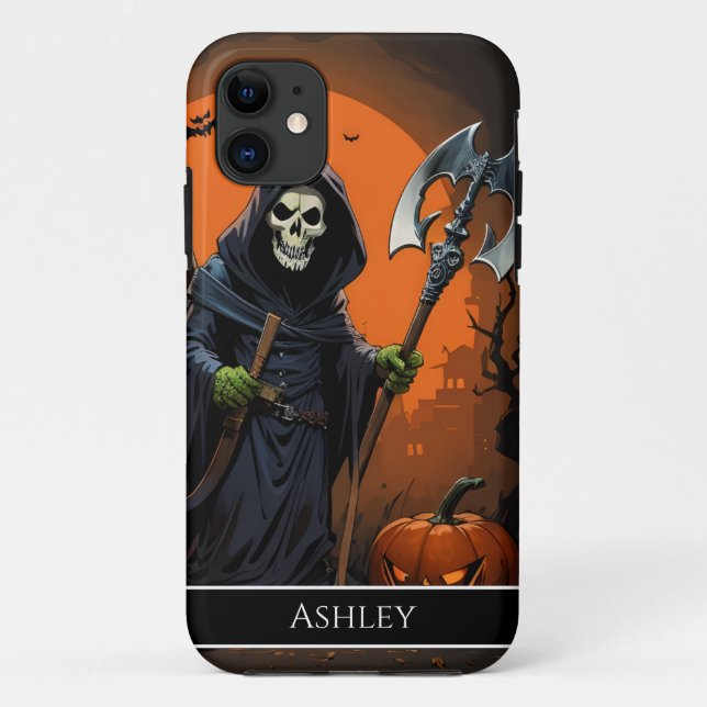 Funda De Case-Mate Para iPhone Halloween Grim Reaper Personalizado (Reverso)