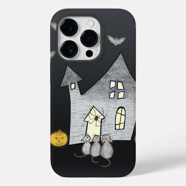 Funda De Case-Mate Para iPhone Halloween House, gatos negros, murciélagos, calaba (Reverso )