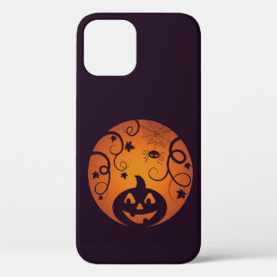 Funda Para iPhone 12 Halloween Jack o linterna cara de calabaza y araña