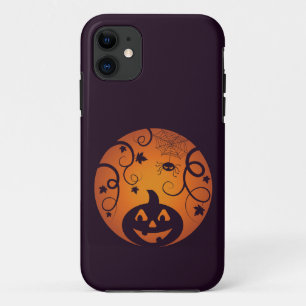 Funda Para iPhone 11 Halloween Jack o linterna cara de calabaza y araña
