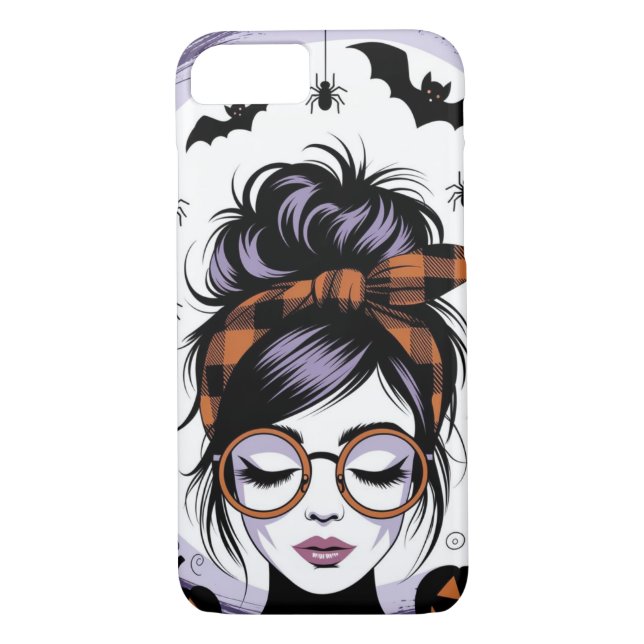 Funda De Case-Mate Para iPhone Halloween Messy Bun Woman (Reverso)