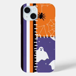 Funda Para iPhone 15 Halloween Patchwork Strips Ghosts