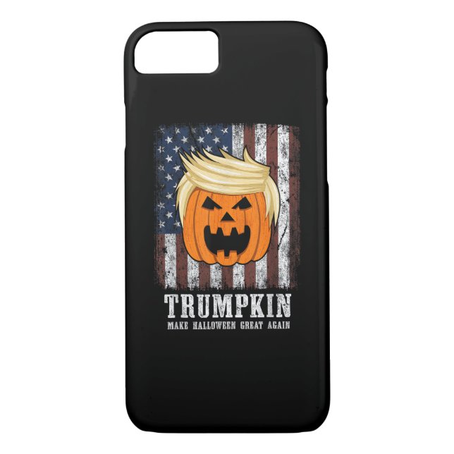 Funda De Case-Mate Para iPhone Halloween patriótico Trumpkin (Reverso)
