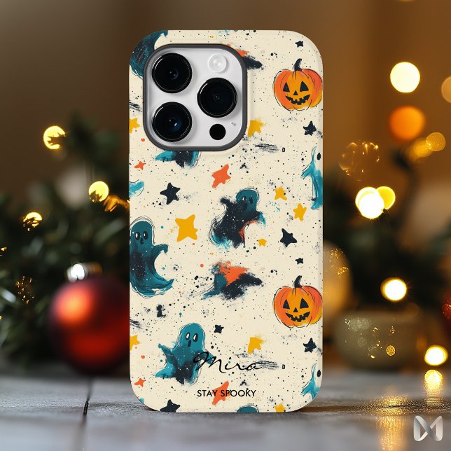 Funda De Case-Mate Para iPhone Halloween personalizado divertido con nombre y cit (Subido por el creador)