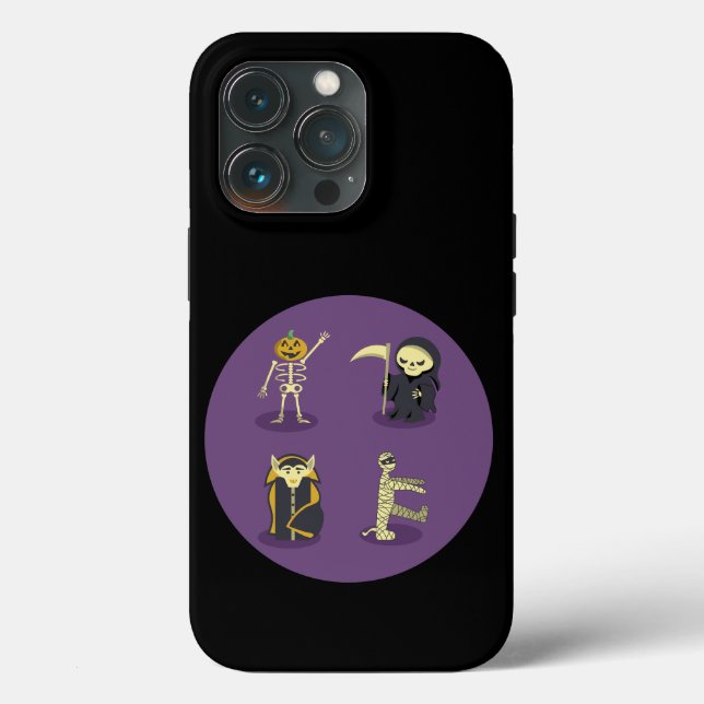 Funda De Case-Mate Para iPhone Halloween Skeleton Dracula Mummy Grim Reaper (Reverso )