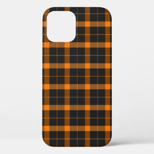 Funda Para iPhone 12 Halloween Tartan plaid. Patrón escocés en naranja
