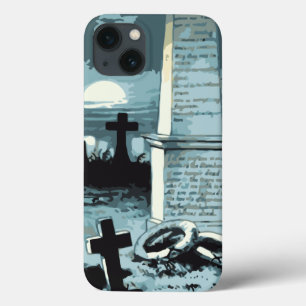 Funda Para iPhone 13 Halloween vintage, cementerio espeluznante con tum