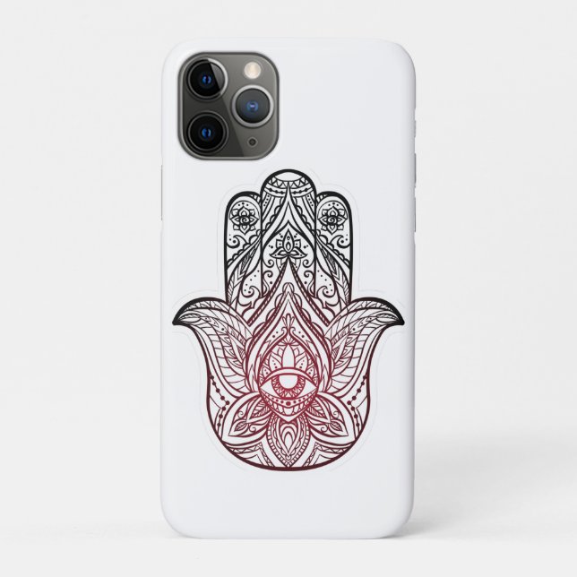 Funda De Case-Mate Para iPhone Hamsa con patrón boho (Reverso)