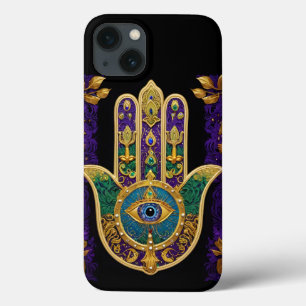 Funda Para iPhone 13 Hamsa del Tercer Ojo Dorado Ornamentado