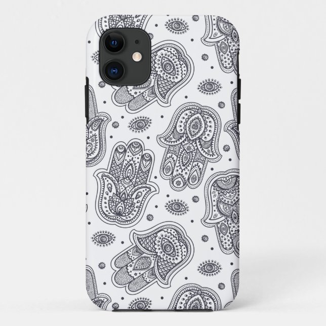 Funda De Case-Mate Para iPhone Hamsa dibujado mano inspirado (Reverso)