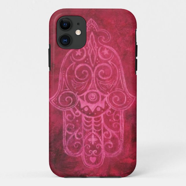 Funda De Case-Mate Para iPhone Hamsa en magenta (Reverso)