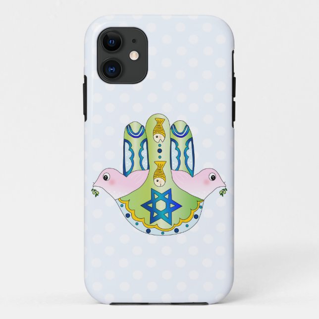 Funda De Case-Mate Para iPhone Hamsa judío (Reverso)