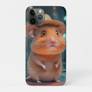 Funda Para iPhone 11 Pro Hámster en Gorra de paja - Diseño de Mascota lindo