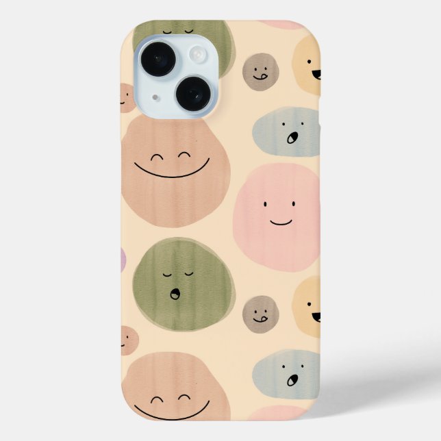 Funda De Case-Mate Para iPhone Hand-drawn Facial Expressions Seamless Pattern (Reverso )