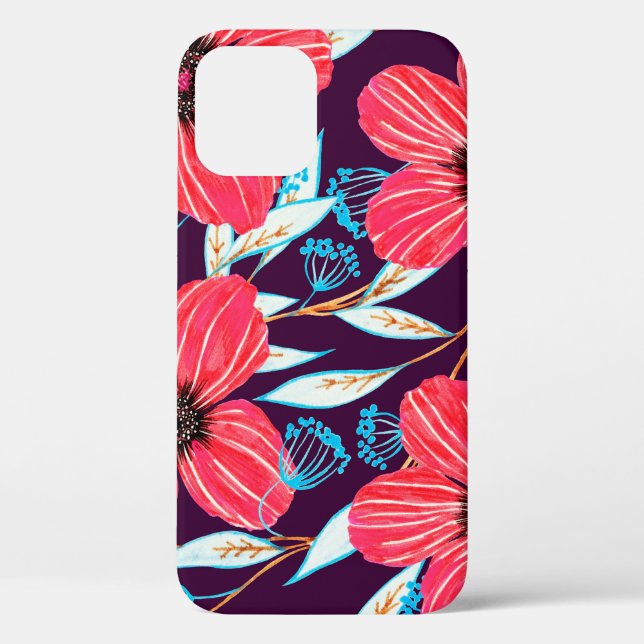 Funda De Case-Mate Para iPhone Hand-drawn floral herbal seamless pattern. Sketche (Reverso )