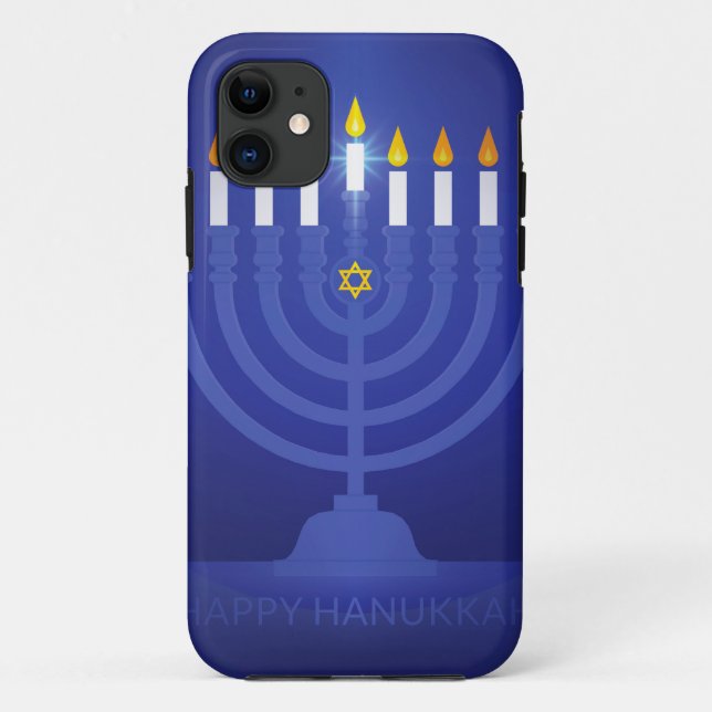 Funda De Case-Mate Para iPhone hanukkah azul feliz (Reverso)