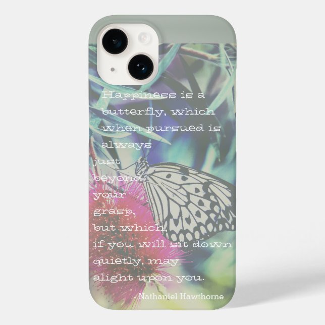 Funda De Case-Mate Para iPhone Happiness is a Butterfly - Inspiring Quote (Reverso )
