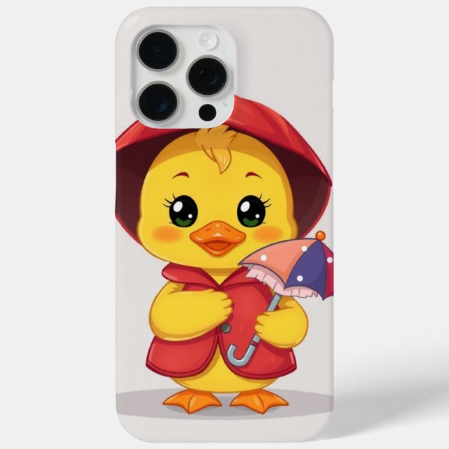 Funda De Case-Mate Para iPhone Happy Duck in Raincoat, Kawaii Animal Illustration (Reverso )
