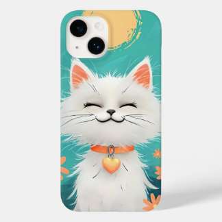 Funda Para iPhone 14 De Case-Mate Happy Fluffy White Cat Phone Case - Sunny Smile & 