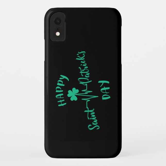 Funda De Case-Mate Para iPhone Happy St Patricks Day Hearbeat pulse Shamrock (Reverso)