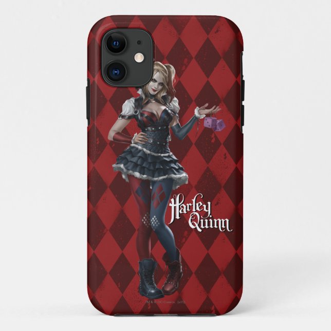 Funda De Case-Mate Para iPhone Harley Quinn con dados difusos (Reverso)