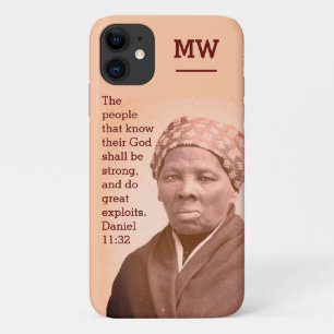Funda Para iPhone 11 HARRIET TUBMAN Biblia Verse MonoGRAM Peach