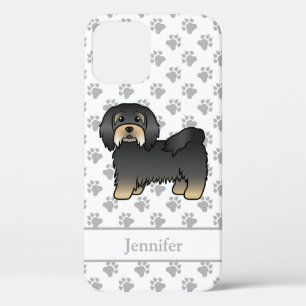 Funda Para iPhone 12 Havanés negro y bronceador perro de dibujos animad