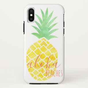 Funda Para iPhone X Hawaiana amarilla y verde Beachea de la piña de la