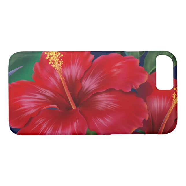Funda De Case-Mate Para iPhone Hawaiian tropical del hibisco del paraíso (Reverso (horizontal))