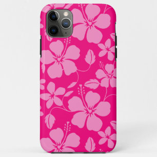 FUNDA PARA iPhone 11 PRO MAX HAWAIIANO HULA (HIBISCO) GUAYABA ROSA