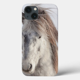 Funda Para iPhone 13 Headshot islandés blanco del caballo