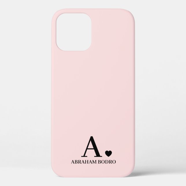 Funda De Case-Mate Para iPhone Heart Monogram Blush Pink Girly Cute Feminine (Reverso )