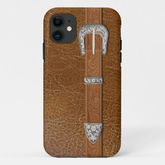 Funda Para iPhone 11 Hebilla de plata y cuero