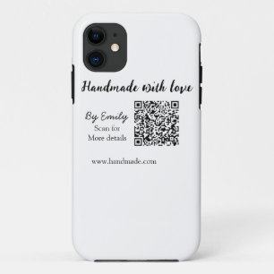 Funda Para iPhone 11 Hecho a mano con amor código Q R sitio web de pequ