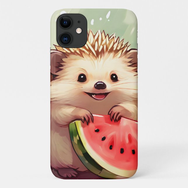 Funda De Case-Mate Para iPhone Hedgehog disfrutando de una sandía (Reverso)