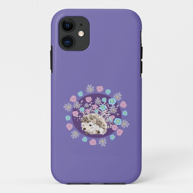 Funda De Case-Mate Para iPhone Hedgehog y flores (Reverso)