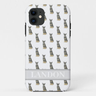 Funda Para iPhone 11 Heeler de Cattledog personalizado (Blue Black Tan)
