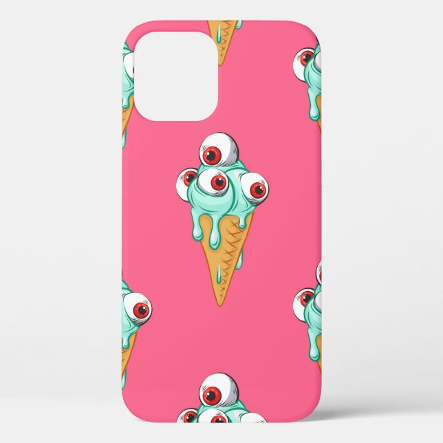 Funda De Case-Mate Para iPhone Helado azul con ojos. Fondo rosa. Marismas (Reverso )