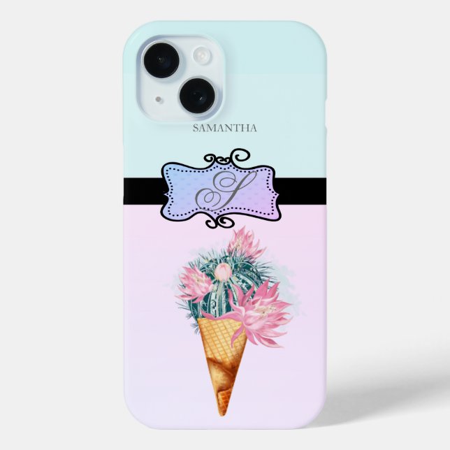 Funda De Case-Mate Para iPhone Helado de cactus femenino con estilo moderno (Reverso )