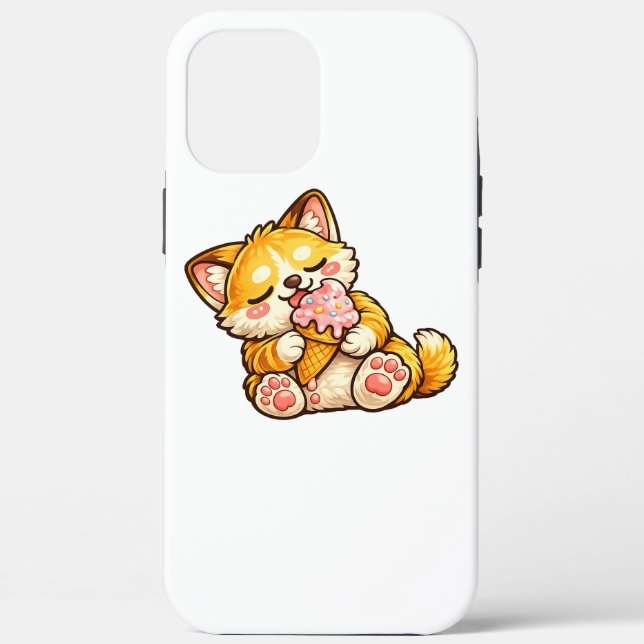 Funda De Case-Mate Para iPhone Helado de gato lindo (Reverso )