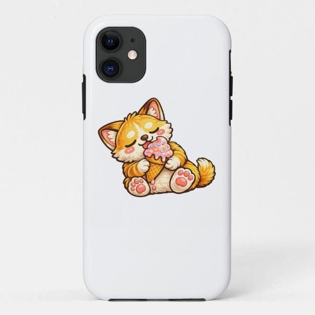 Funda De Case-Mate Para iPhone Helado de gato lindo (Reverso)