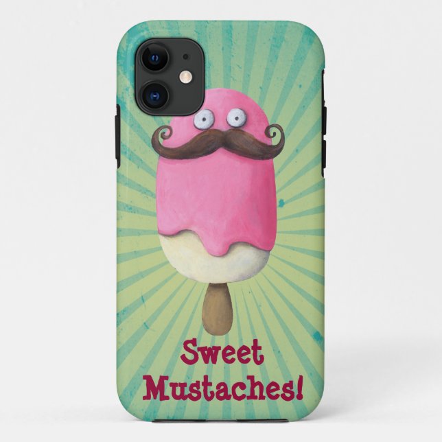 Funda De Case-Mate Para iPhone Helado rosado con los bigotes (Reverso)