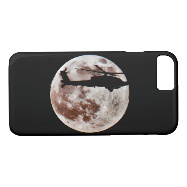 Funda De Case-Mate Para iPhone Helicóptero militar contra la luna de noche (Reverso (horizontal))