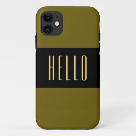 Funda Para iPhone 11 HELLO Texto Esporto Amplio Tiras Negras De Oliva D
