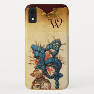 FUNDA PARA iPhone XR HELMET ANTIGUO KNIGHT CON PIES AZULES ROJOS