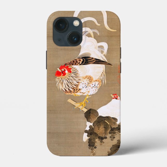 Funda De Case-Mate Para iPhone Hen y Rooster con Grapevine de Ito Jakuchu (Reverso )