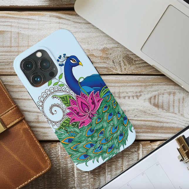 Funda De Case-Mate Para iPhone Henna de flor de Lotus azul Peacock (Subido por el creador)