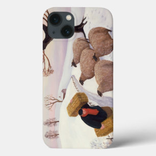 Funda Para iPhone 13 Heno que lleva a las ovejas en invierno