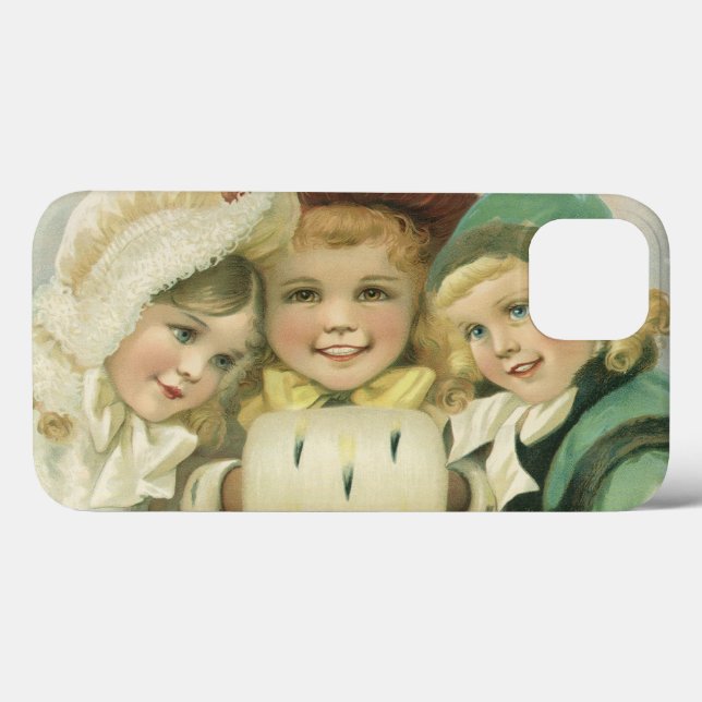 Funda De Case-Mate Para iPhone Hermanas de Navidad de época, niños victorianos (Reverso (Horizontal))