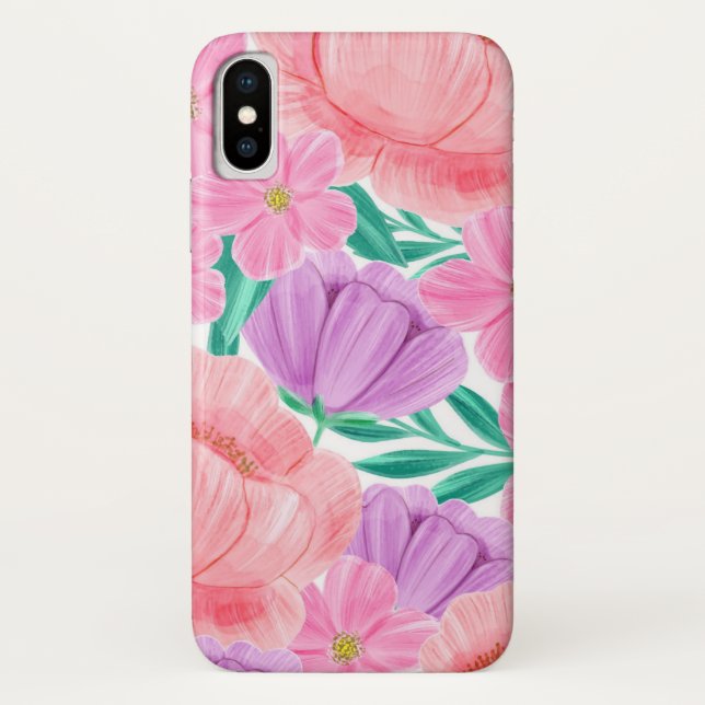 Funda De Case-Mate Para iPhone Hermosa acuarela floral pastel (Reverso)